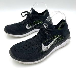 Nike Free RN Run Flyknit Black/White Sneakers size 8.5